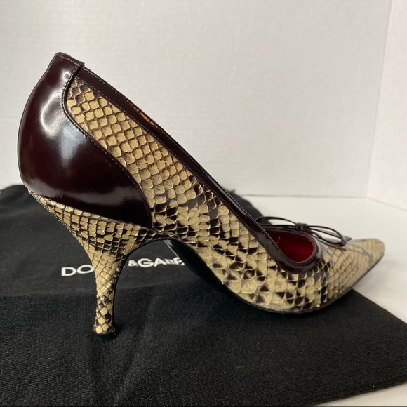 Dolce & Gabbana Beige & Brown Snakeskin Heels 6.5 - Picture 9 of 12